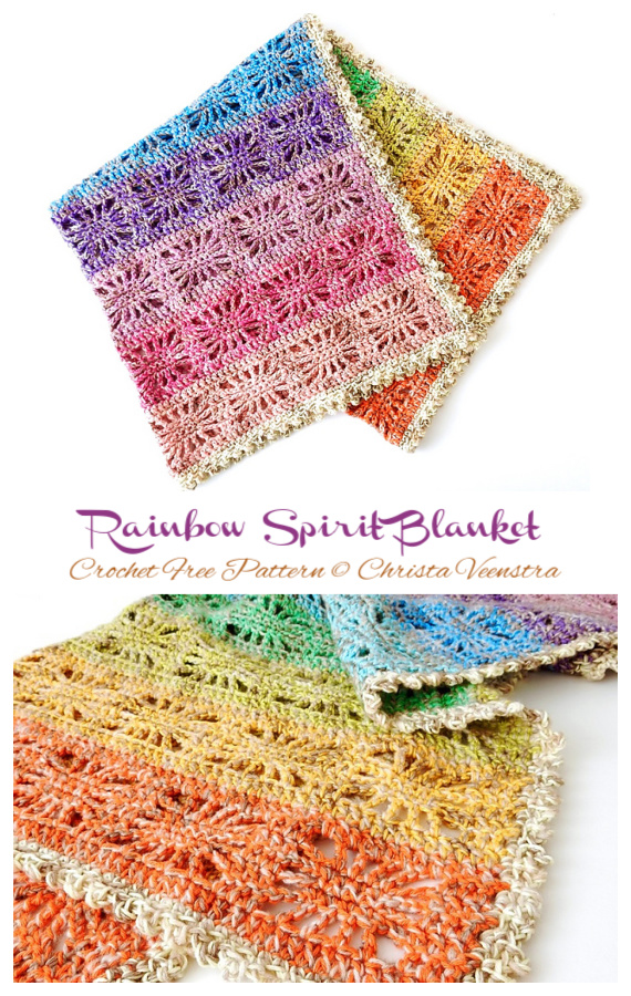 Rainbow Spirit Blanket Crochet Free Pattern - #Granny; Square #Blanket; Free #Crochet; Patterns