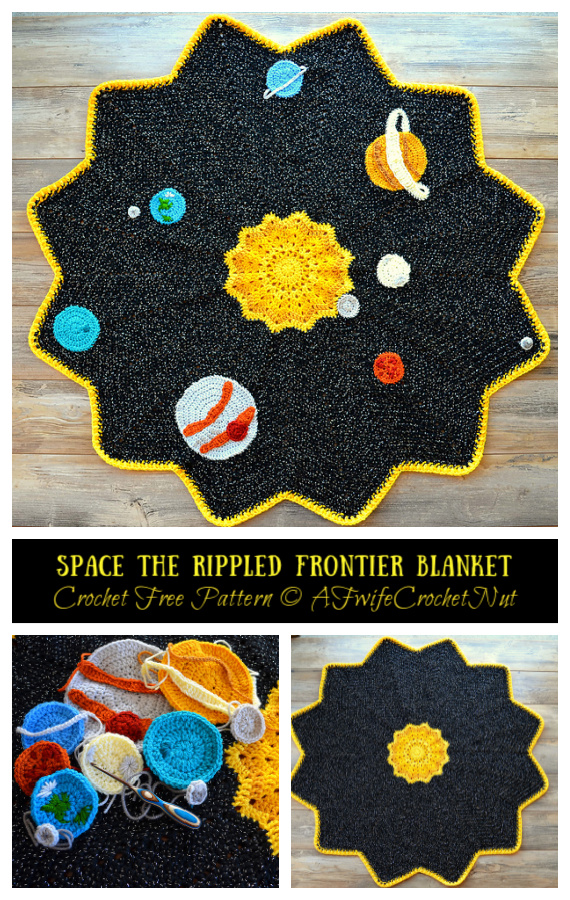 Space the Rippled Frontier Blanket Crochet Free Pattern