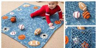 Athlete Blanket & Rattles Crochet Free Patterns - #Crochet; #Blanket; Free Patterns For Boys