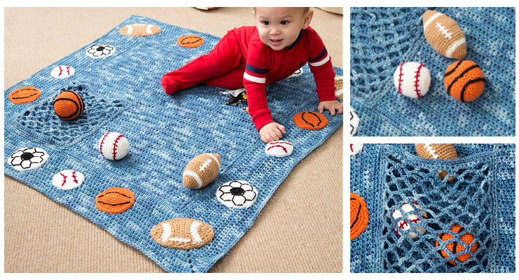 Athlete Blanket & Rattles Crochet Free Patterns - #Crochet; #Blanket; Free Patterns For Boys