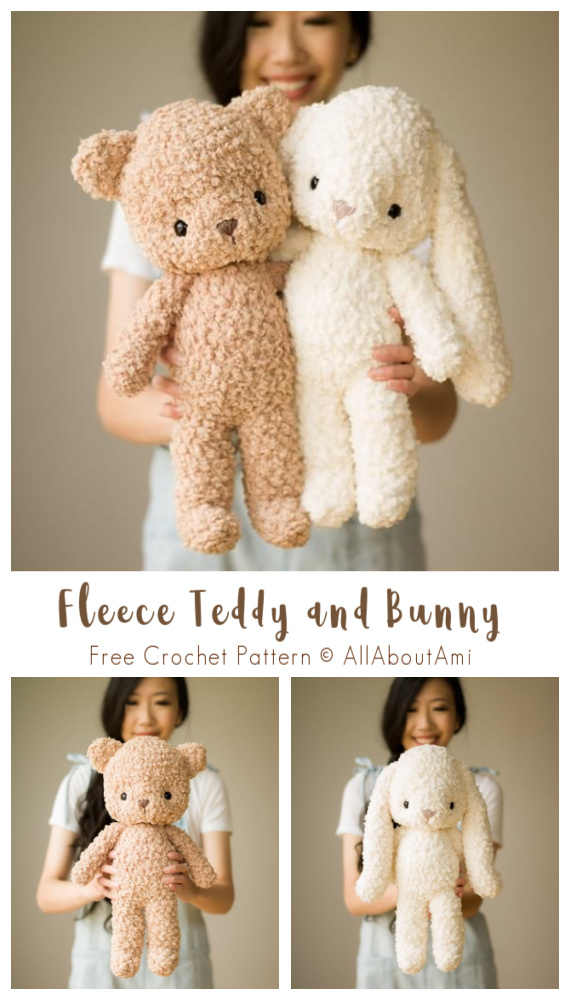Fleece Teddy and Bunny Crochet Free Patterns- #Amigurumi; Bunny Free Crochet Patterns