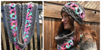 Linked Hearts Scarf & Hat Crochet Free Pattern