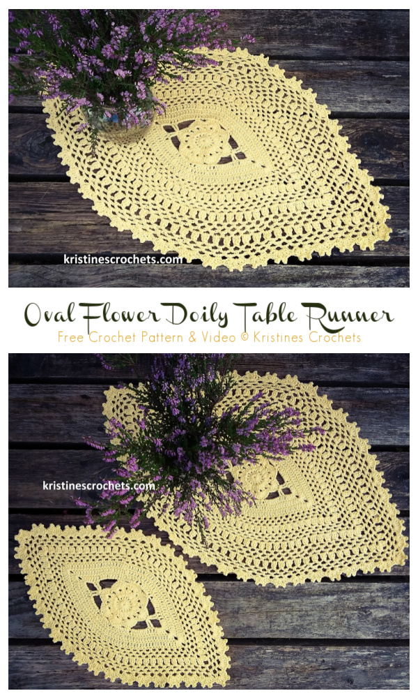 Oval Flower Doily Table Runner Crochet Free Pattern Video Crochet 