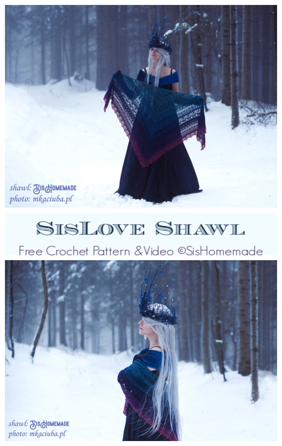 SisLove Shawl Crochet Free Pattern[Video] - Women Lace #Shawl; Free #Crochet; Patterns