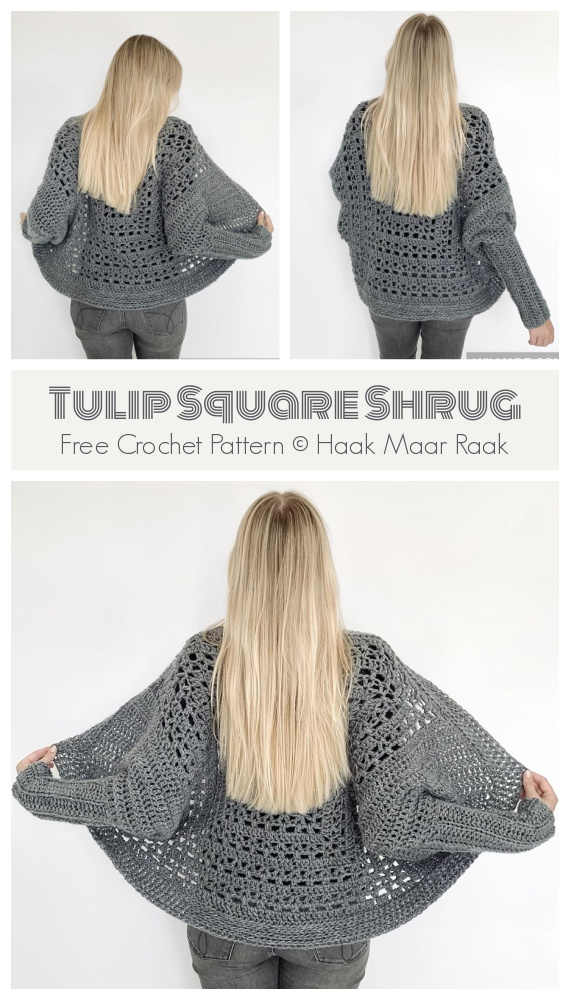 Square Shrug Free Crochet Pattern  - Lace #Cardigan;  #Crochet; Free Patterns
