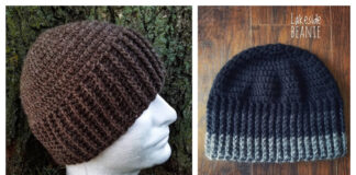 Men's Lakeside Beanie Hat Crochet Free Pattern