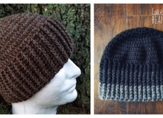 Men's Lakeside Beanie Hat Crochet Free Pattern