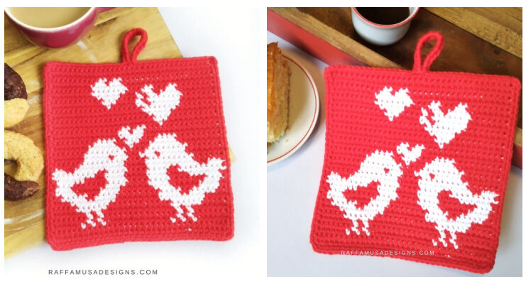 Love Birds Potholder Crochet Free Pattern