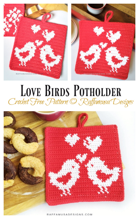 Love Birds Potholder Crochet Free Pattern