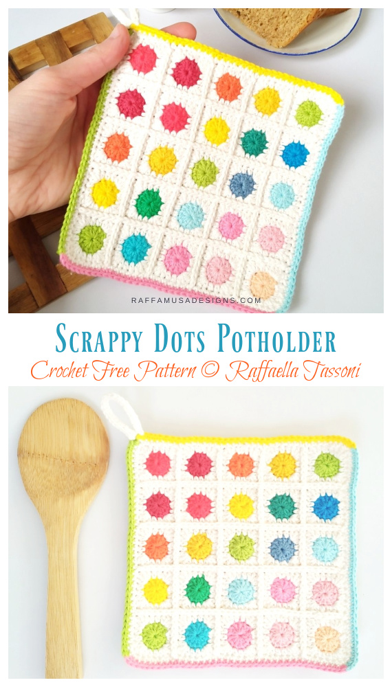 Scrappy Dots Potholder Crochet Free Pattern