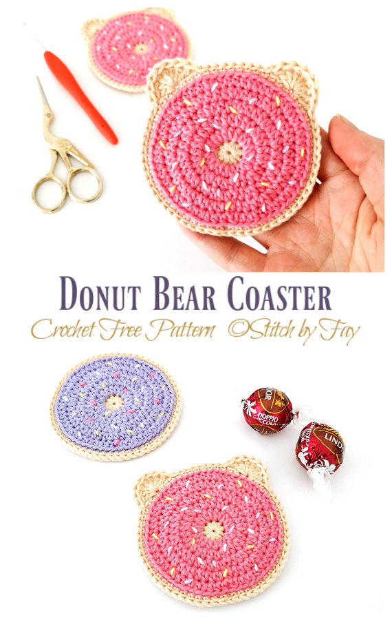Donut Bear Coaster Crochet Free Pattern