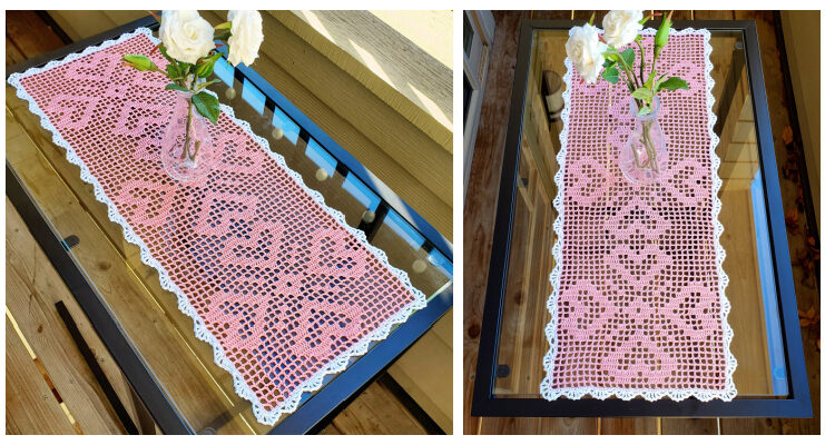 Heart Table Runner Crochet Free Pattern