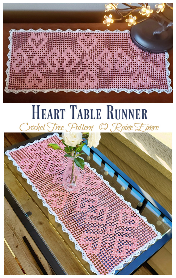 Heart Table Runner Crochet Free Pattern