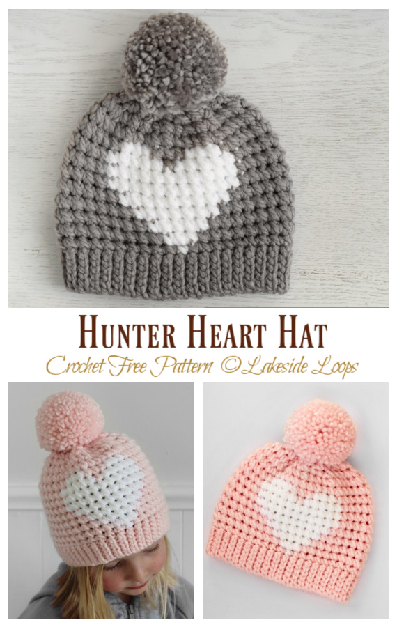 Hunter Heart Hat Crochet Free Pattern