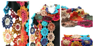 Japanese Flower Scarf Crochet Free Pattern
