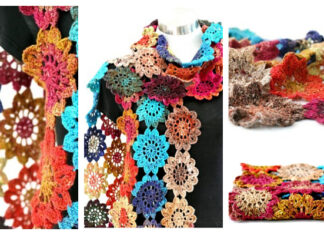 Japanese Flower Scarf Crochet Free Pattern