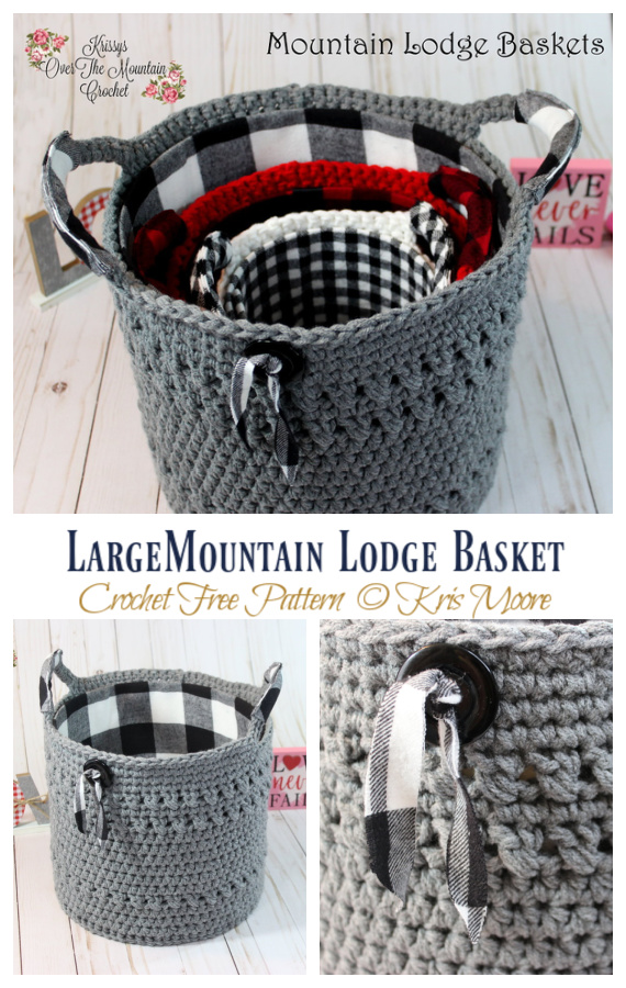 Large Mountain Lodge Basket Crochet Free Patterns