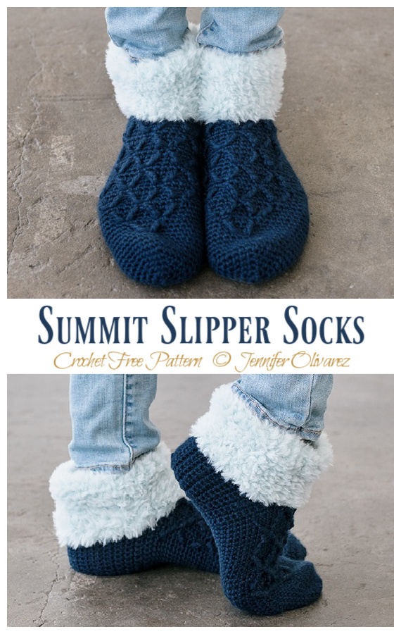 Summit Slipper Socks Crochet Free Pattern