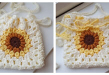 Sunflower Drawstring Bag Crochet Free Pattern