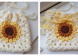 Sunflower Drawstring Bag Crochet Free Pattern