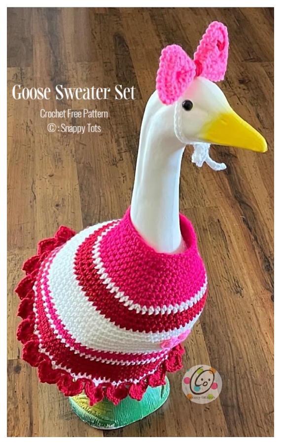 Sweetheart Goose Sweater Set Crochet Free Pattern