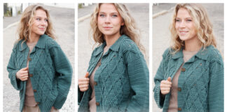 Teal Crossover Cable Cardigan Crochet Free Pattern