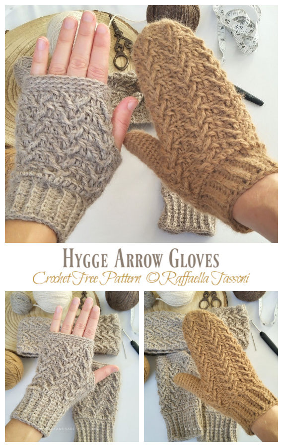 Hygge Arrow Gloves Crochet Free Pattern