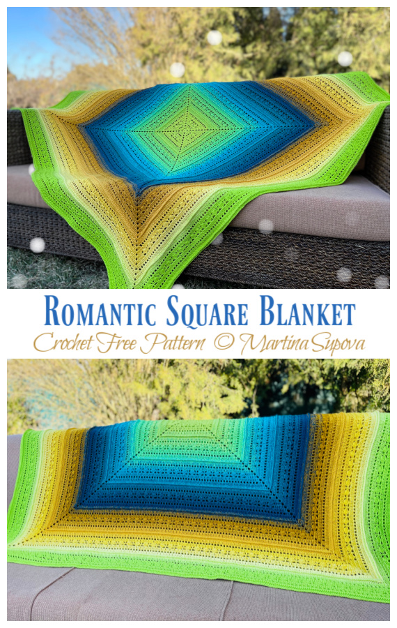 Romantic Square Blanket Crochet Free Pattern