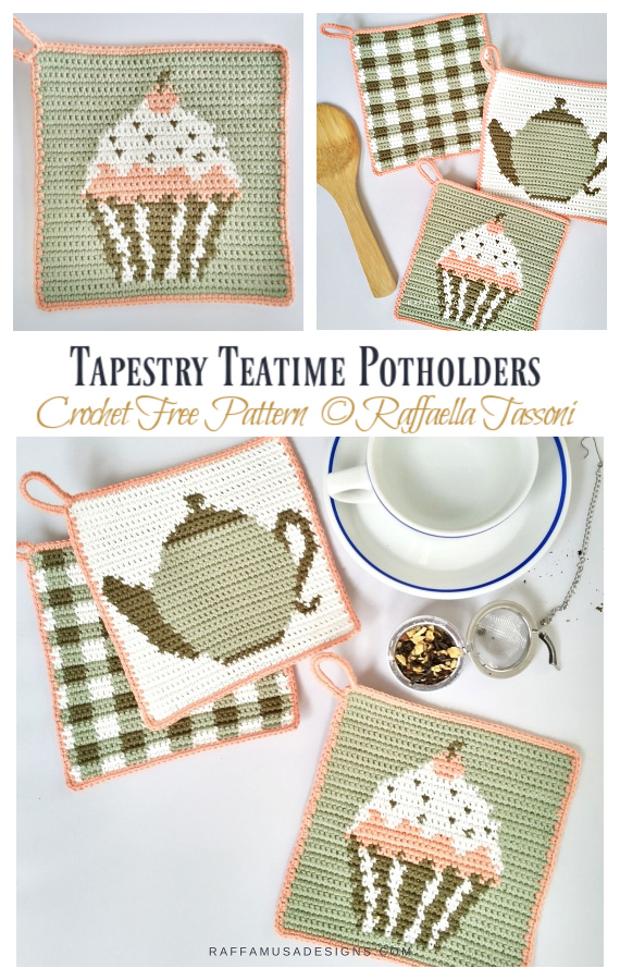 Teatime Potholders Crochet Free Pattern