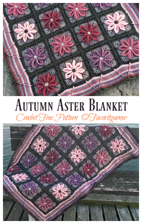 Autumn Aster Blanket Crochet Free Pattern