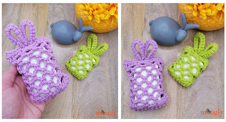Bunny Ears Soap Sack Crochet Free Pattern