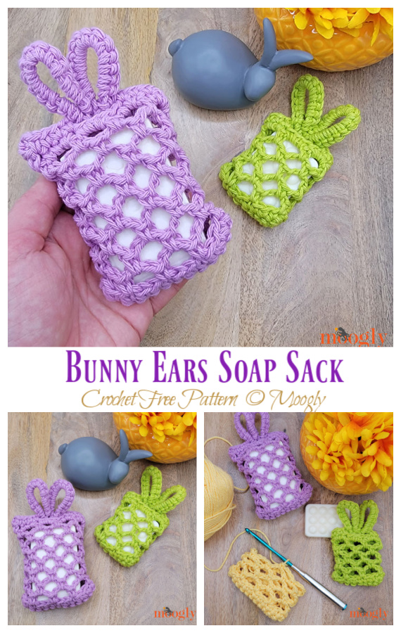 Bunny Ears Soap Sack Crochet Free Pattern