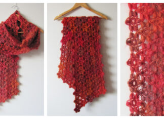 Popcorn Late Flowers Scarf Crochet Free Pattern