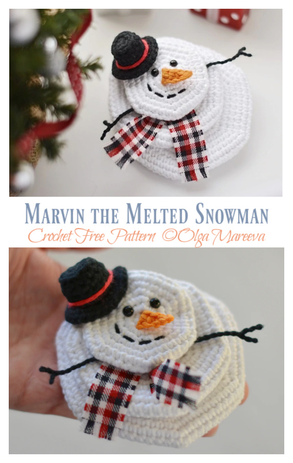 Marvin the Melted Snowman Crochet Free Pattern