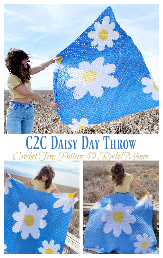 C2C Daisy Day Throw Crochet Free Pattern