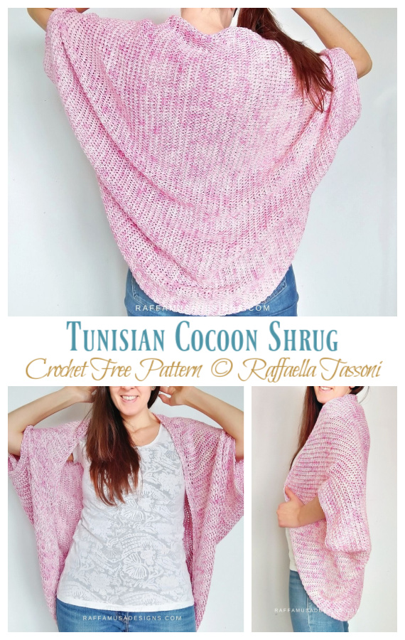 Tunisian Cocoon Shrug Crochet Free Pattern