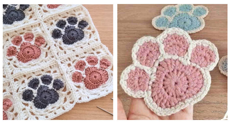 Paw Square Blanket Crochet Free Pattern [Video]