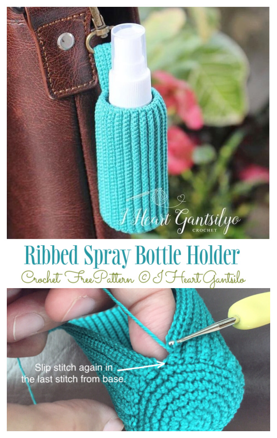 Ribbed Spray Bottle Holder Crochet Free Pattern
