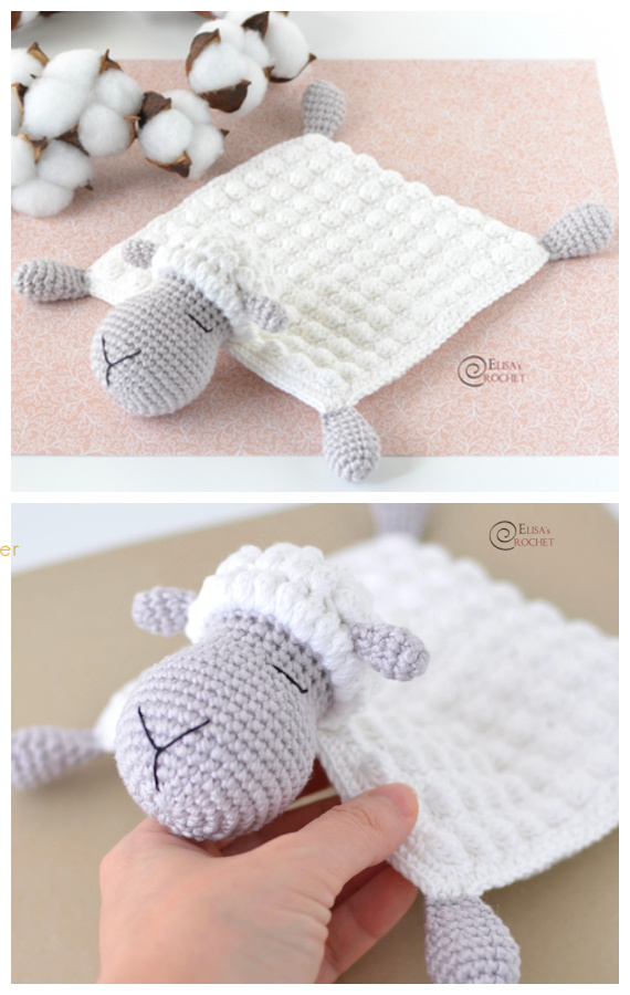 Sheep Lovey Security Blanket Crochet Free  Pattern