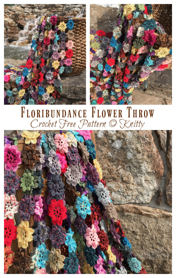 Floribundance Flower Throw Blanket Crochet Free Pattern
