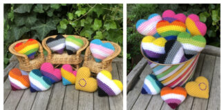 Pride Flag Hearts Crochet Free Pattern