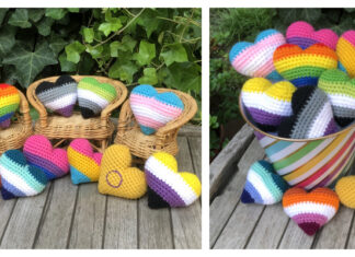 Pride Flag Hearts Crochet Free Pattern