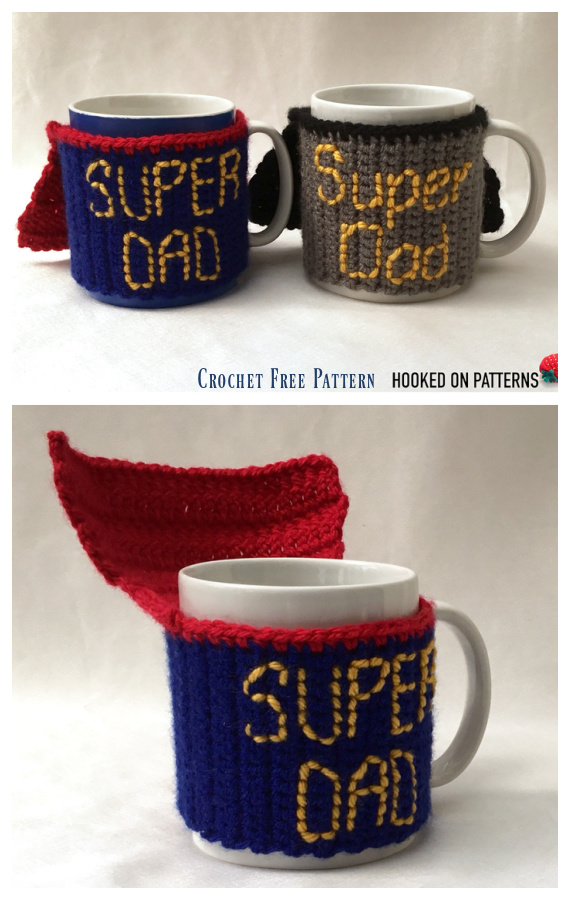 Super Dad Mug Cozy Crochet Free Patterns