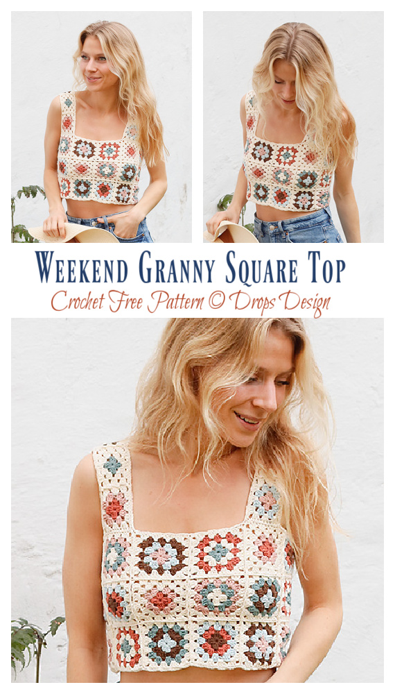 Woodstock Weekend Granny Square Top Crochet Free Pattern