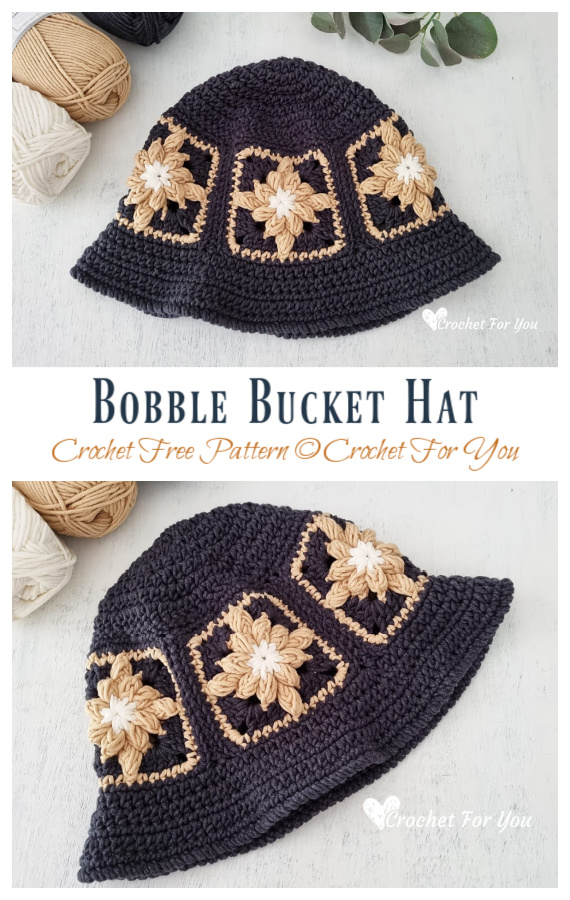 Bobble Bucket Hat Crochet Free Pattern