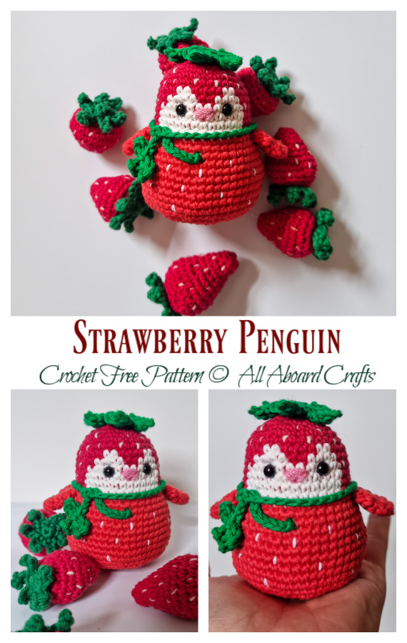 Amigurumi Strawberry Penguin Crochet Free Pattern