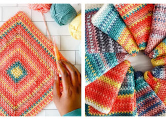 Linen Square Temperature Blanket Crochet Free Pattern