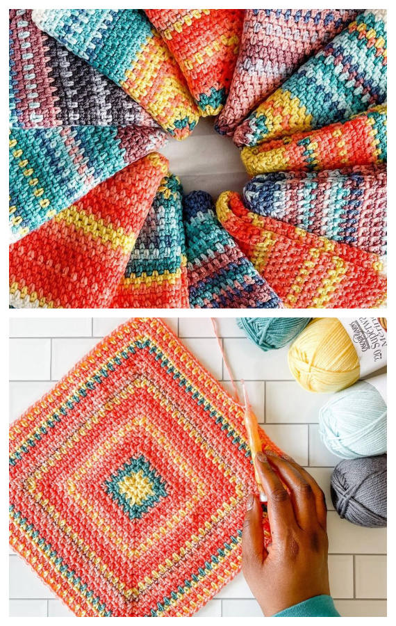 Linen Square Temperature Blanket Crochet Free Pattern