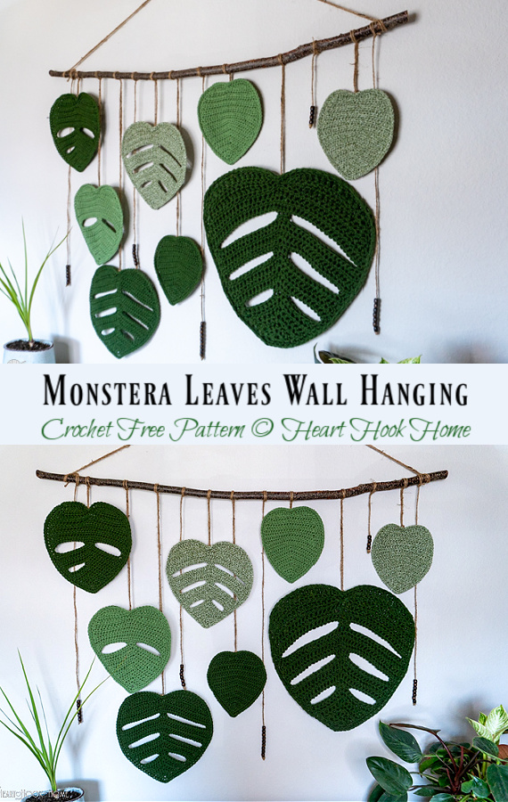 Monstera Leaves Wall Hanging Crochet Free Pattern