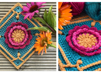 Oriental Flower Square Crochet Free Pattern